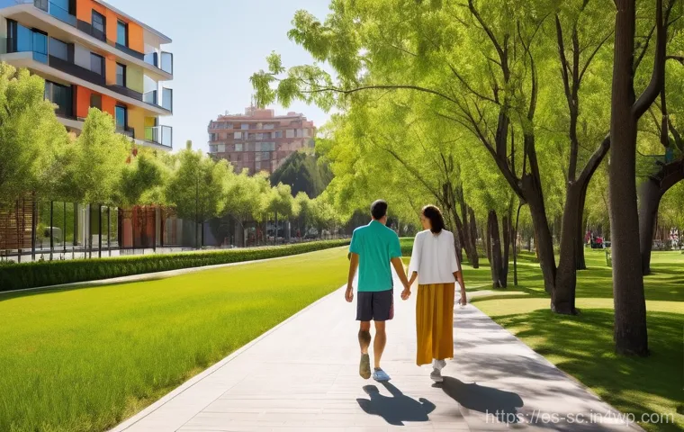 생태통로와 주민의 생활 질 향상 방안 - **Prompt 1: Urban Oasis for Clean Air and Cooling**
    "A vibrant, lush green ecological corridor w...