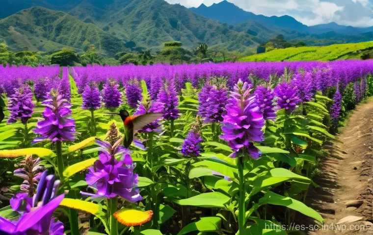 생태통로와 지역 농업의 연관성 - Image Prompt 1: Pollinator Paradise in a Costa Rican Farm**