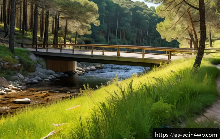 생태통로와 생물 다양성 법률 - A vibrant green ecological corridor in the Sierra de Guadarrama, Spain, featuring a dense mixed fore...